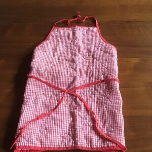 Vintage red and white quilted gingham apron